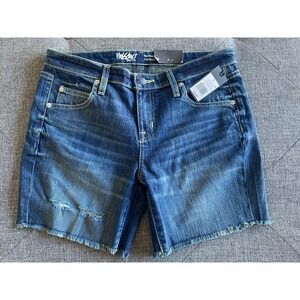 New Mossimo Denim Jean Shorts Size 6 Boyfriend Low Rise Button Fly Dark Wash
